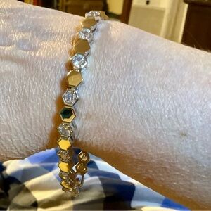 Honeycomb shaped sterling silver and moissanite Bracelet